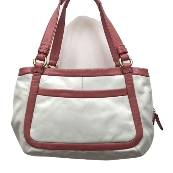 Coach Cricket Satchel in White and Coral - Picture 2 of 3